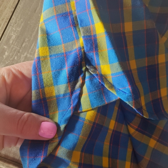 Duluth Trading Company Alaskan Hardgear Midnight Sun Shirt Blue Aster Plaid NWOT - Picture 16 of 16